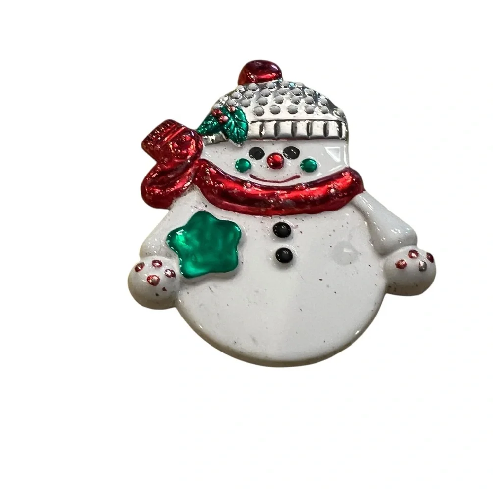Christmas Snowman‎ Enamel BEST Vintage Brooch Pin Pendant Combo Colorful Festive